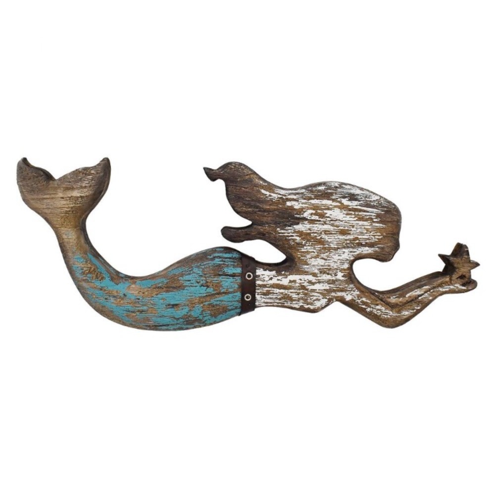 Rustic Wood Mermaid Decor Hanging Nautical Wall Decor, Wooden Mermaid Plaque🦎